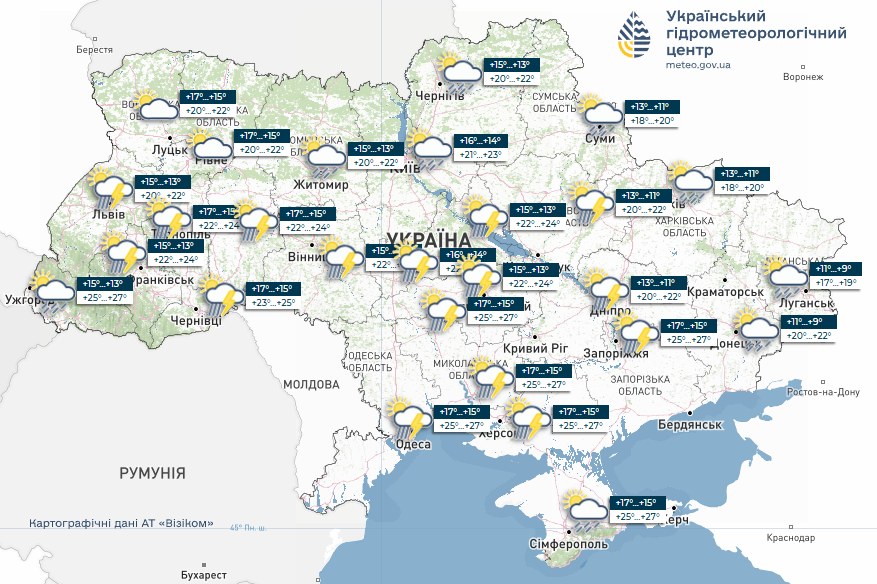 Прогноз погоди в Україні на 27 травня