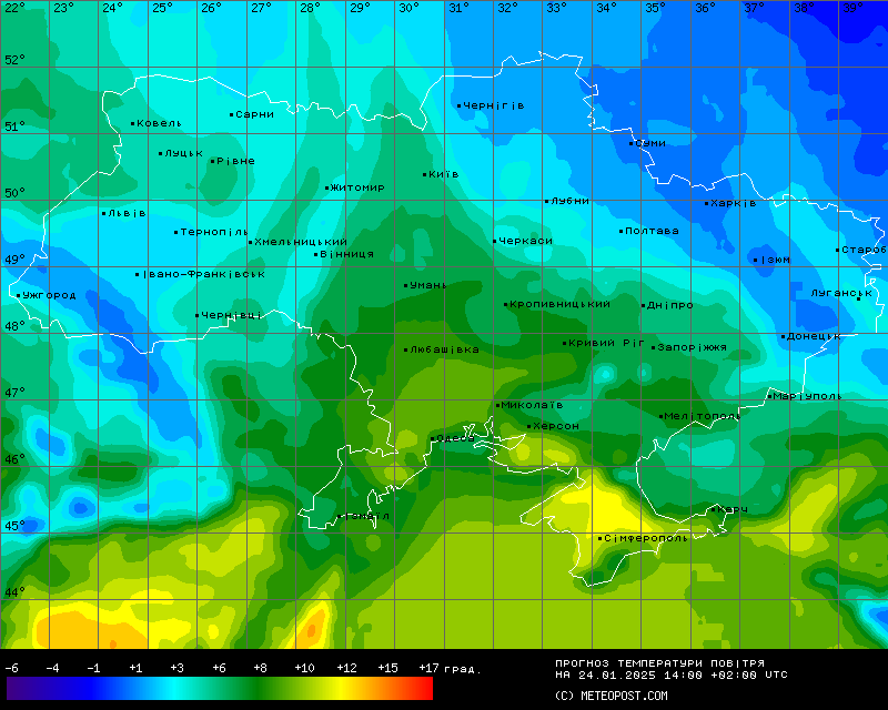 Температурні показники 24 січня 2025 року