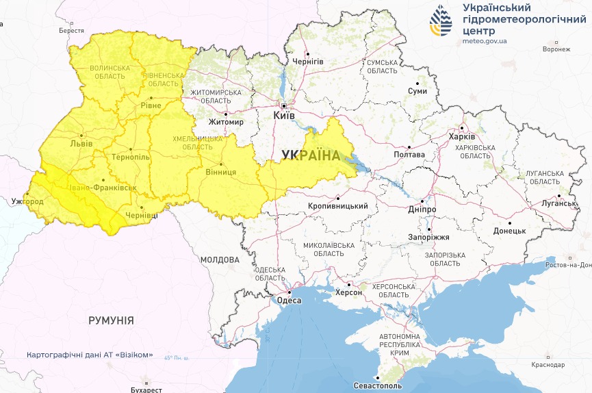 Карта опасной погоды в Украине сегодня, 22 марта, от Укргидрометцентра