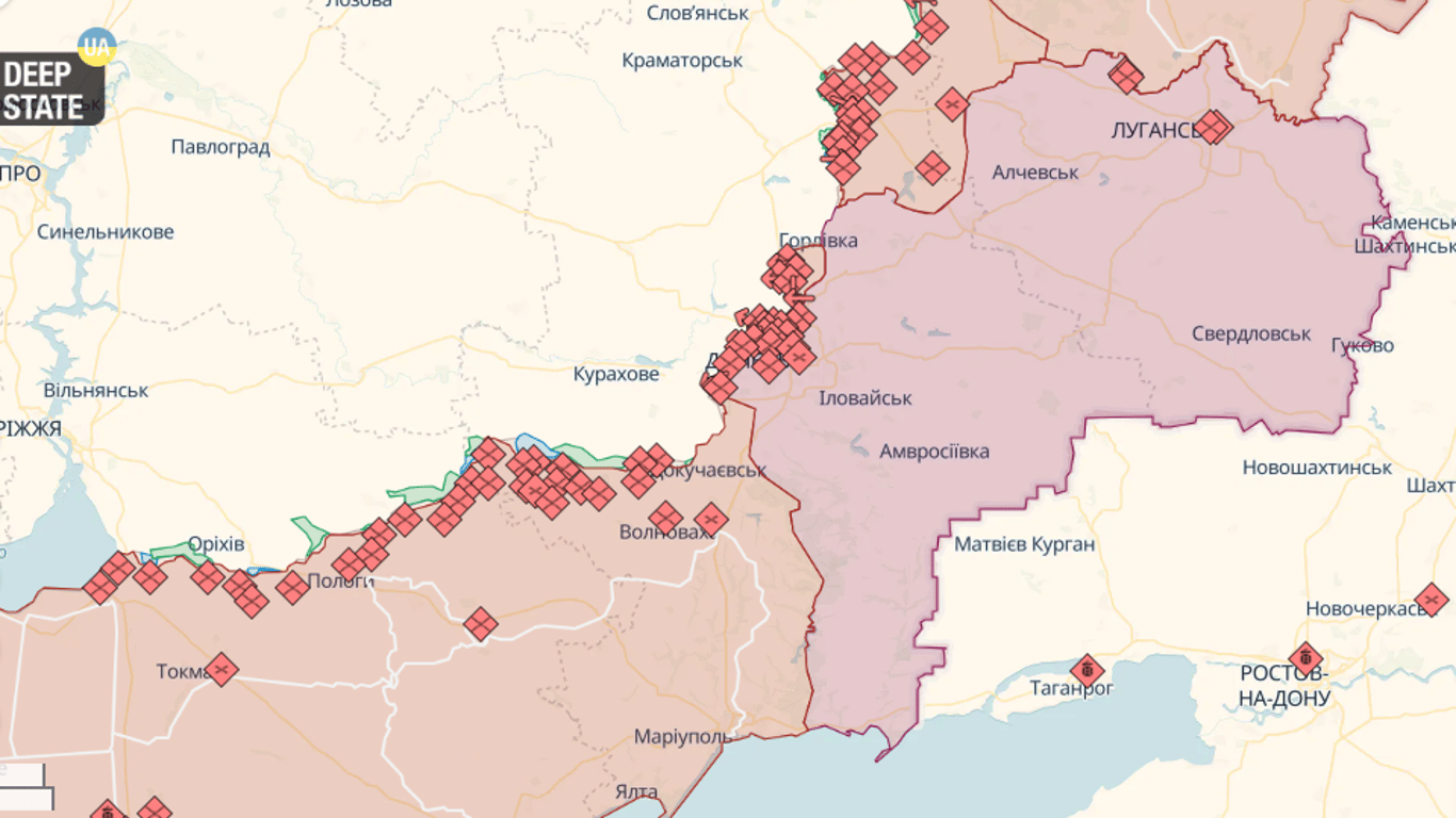 Онлайн-карты боевых действий в Украине на 21 июня