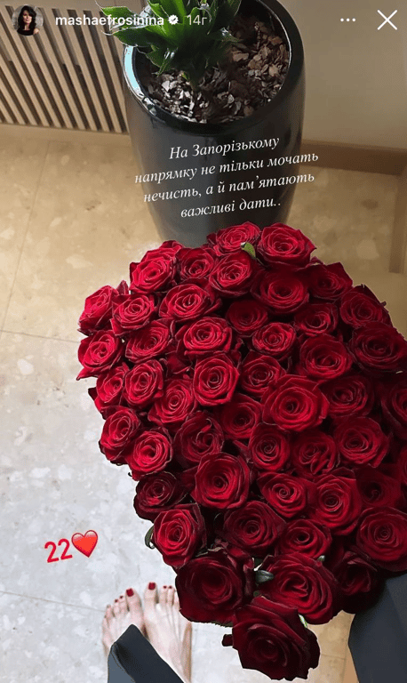 Букет від чоловіка Маші Єфросиніної. Фото: instagram/mashaefrosinina