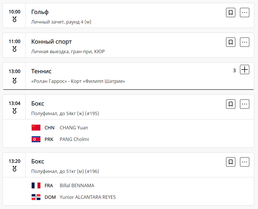 Расписание девятого дня Олимпиады-2024 в Париже 4 августа