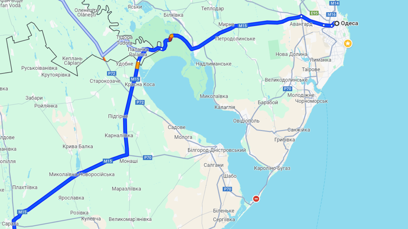 Пробки на трассе Одесса — Рени сегодня вечером, 27 июля