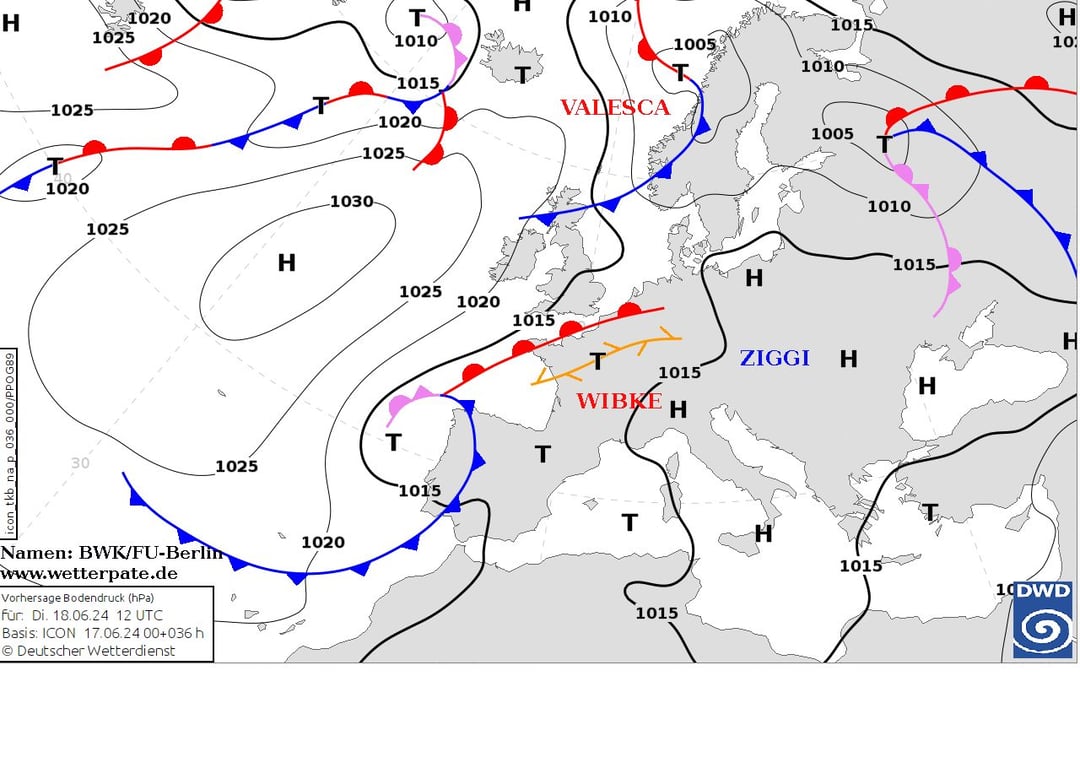 Антициклон Ziggi над Європою у вівторок, 18 червня