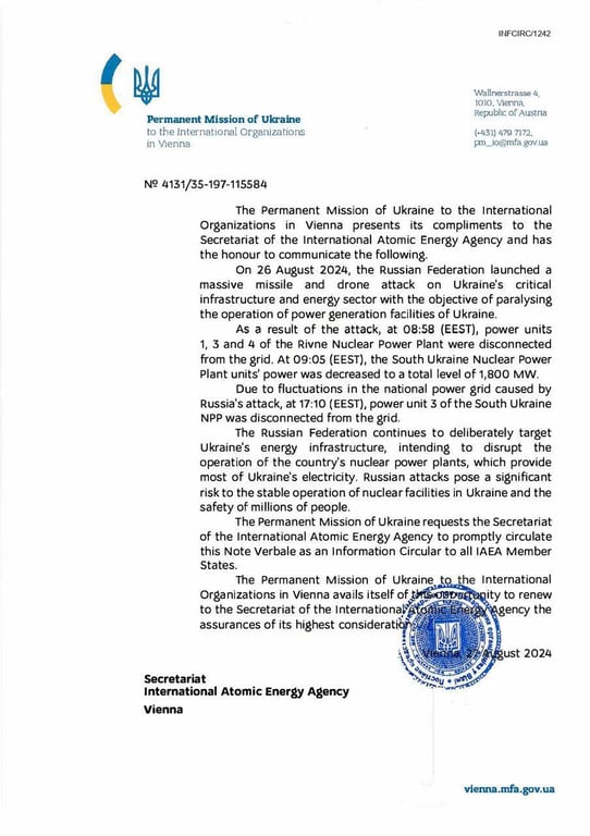 Украина назвала цель РФ во время массированной атаки по Украине 26 августа и обратилась к МАГАТЭ - фото 1