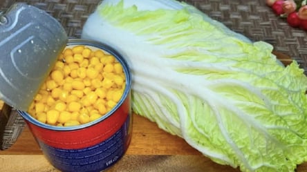 Салат "Моментальний" за 5 хвилин: пекінська капуста та банка кукурудзи - 290x160