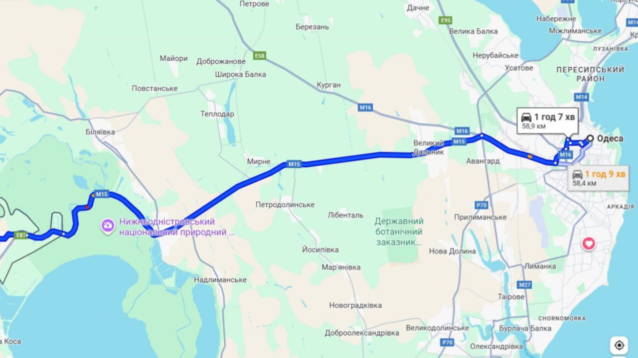 Затори на  расі Одеса-Рені