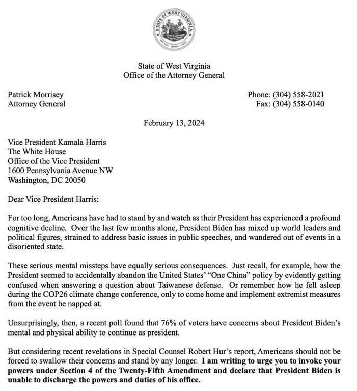 Генпрокурор Вірджинії просить Камалу Гарріс висунути імпічмент Байдену — що сталося