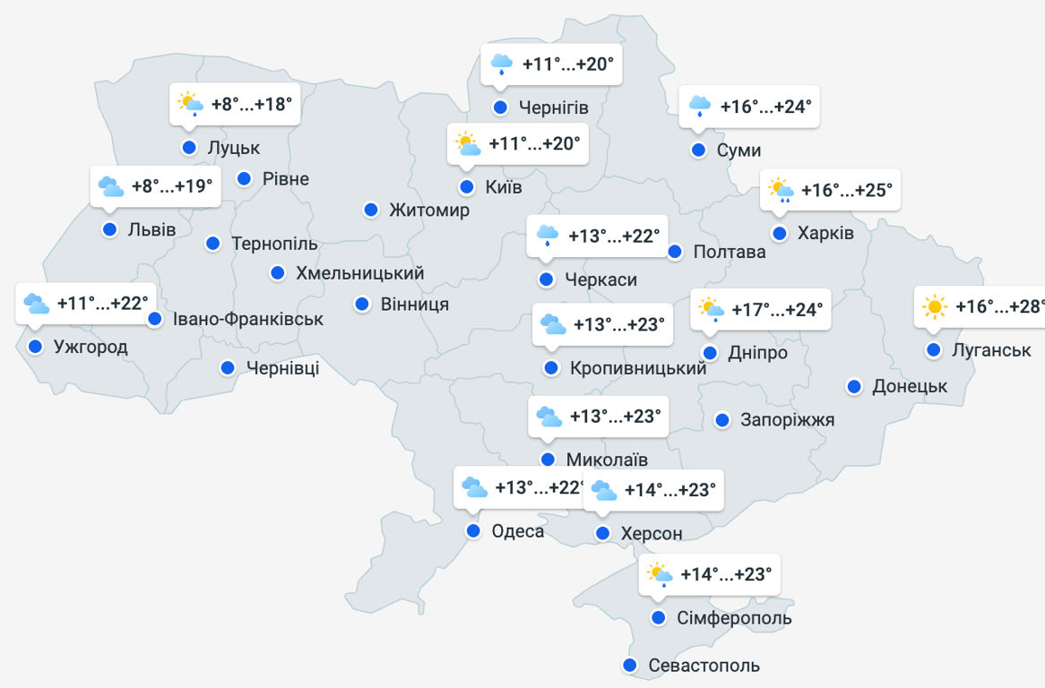 Прогноз погоди в Україні на 13 червня