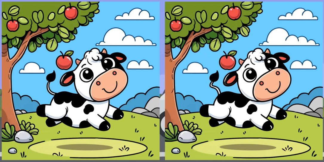 Лише кмітливі знайдуть три відмінності на малюнку з милою веселою корівкою - фото 1