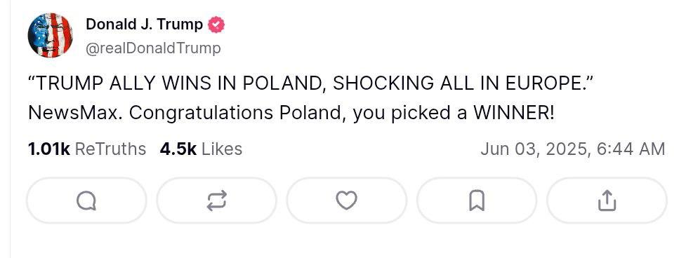 Трамп бурно отреагировал на победу Навроцкого в Польше - фото 1