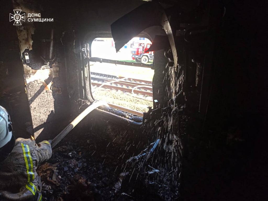 Ліквідація пожежі в поїзді Укрзалізниці