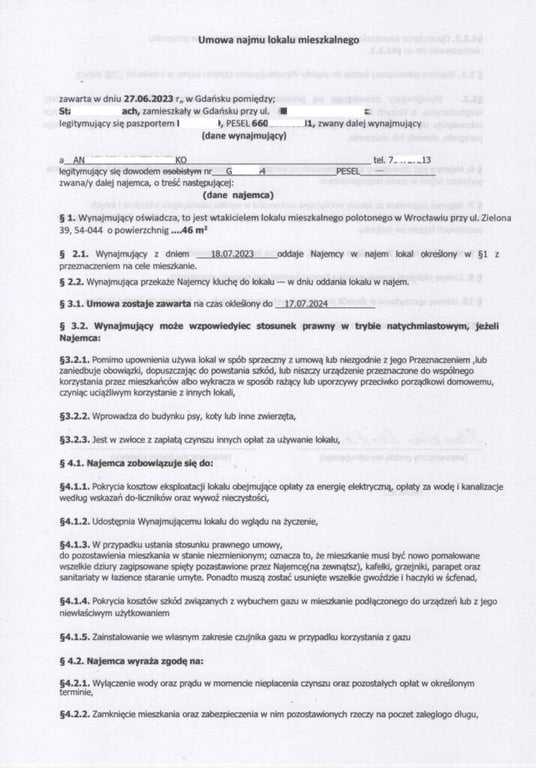 Польський договір про оренду житла