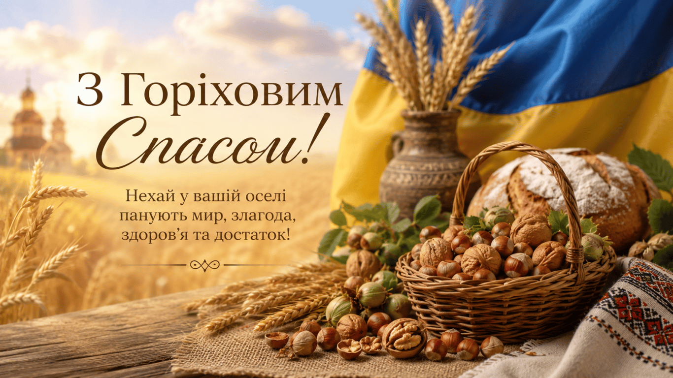 З Горіховим Спасом 16 серпня 2026 — красиві привітання