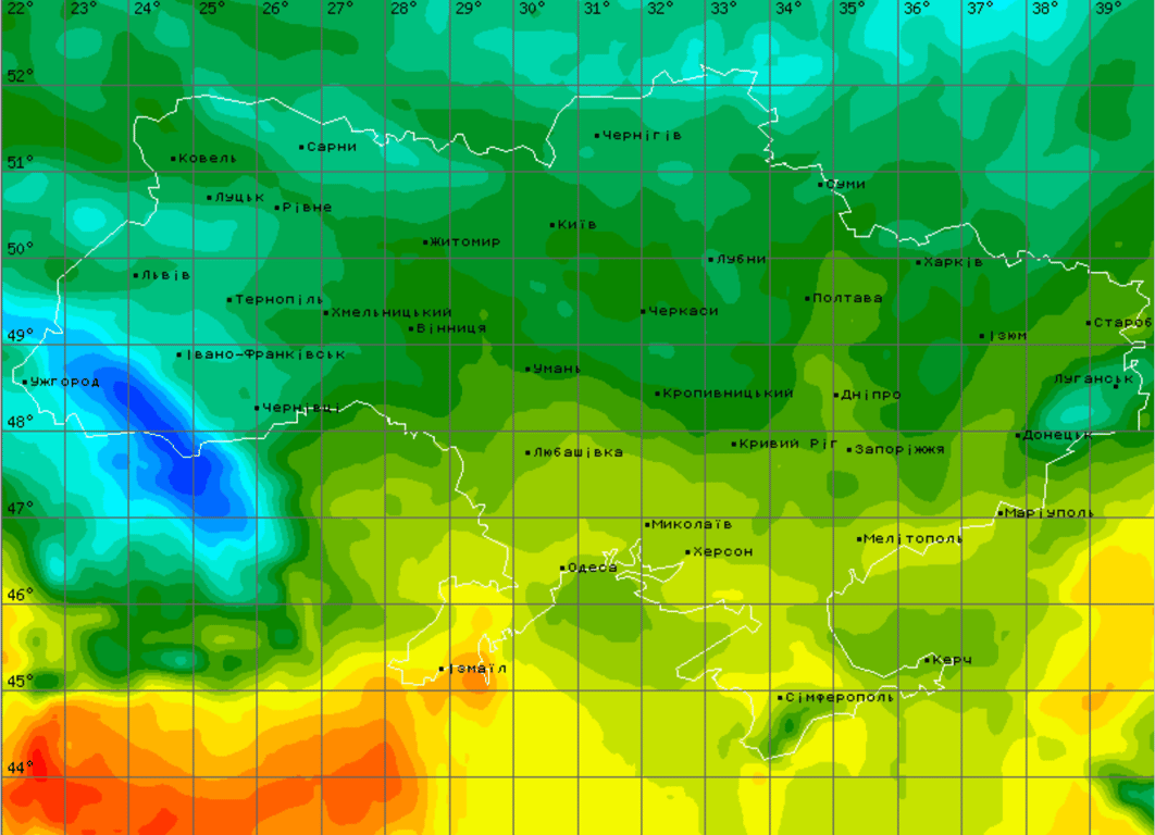 температура воздуха 15 октября в Украине