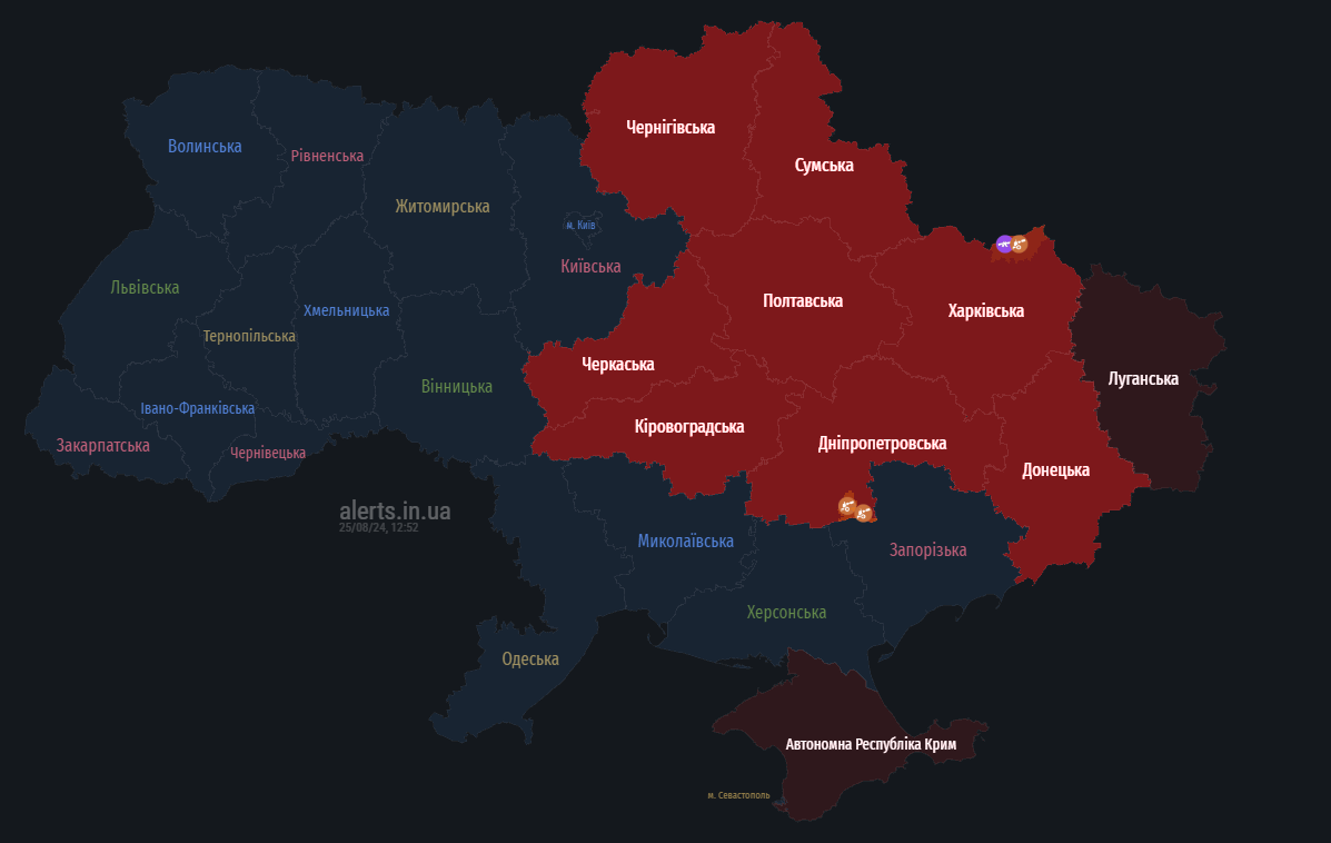 повітряна тривога 25 серпня