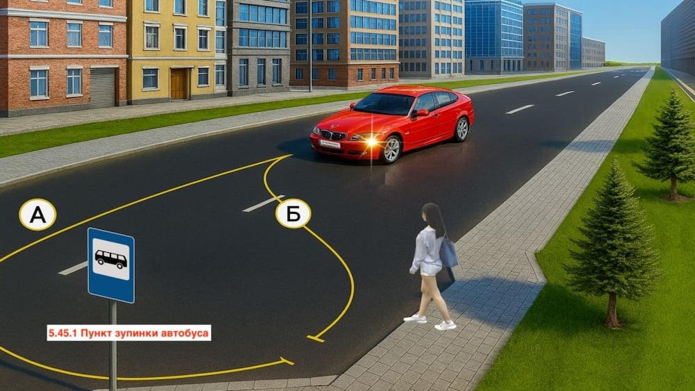 Тест з ПДР: яка траєкторія руху дозволена для посадки пасажира?