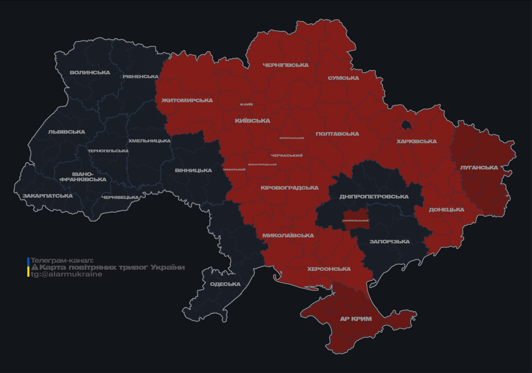 Повітряна тривога в Україні вранці 25 лютого 2025 року