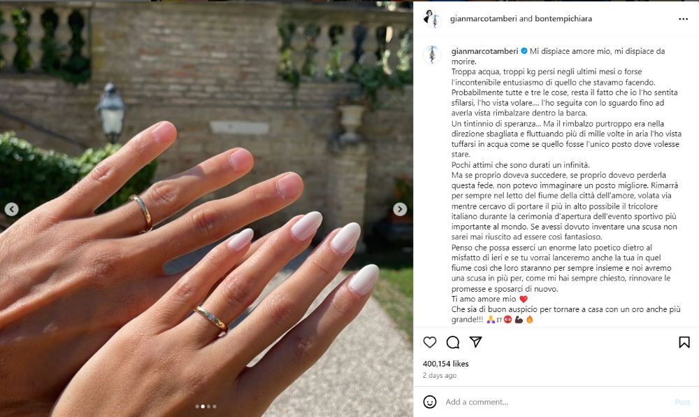 Італійський олімпієць красиво попросив вибачення у дружини в Instagram - фото 1