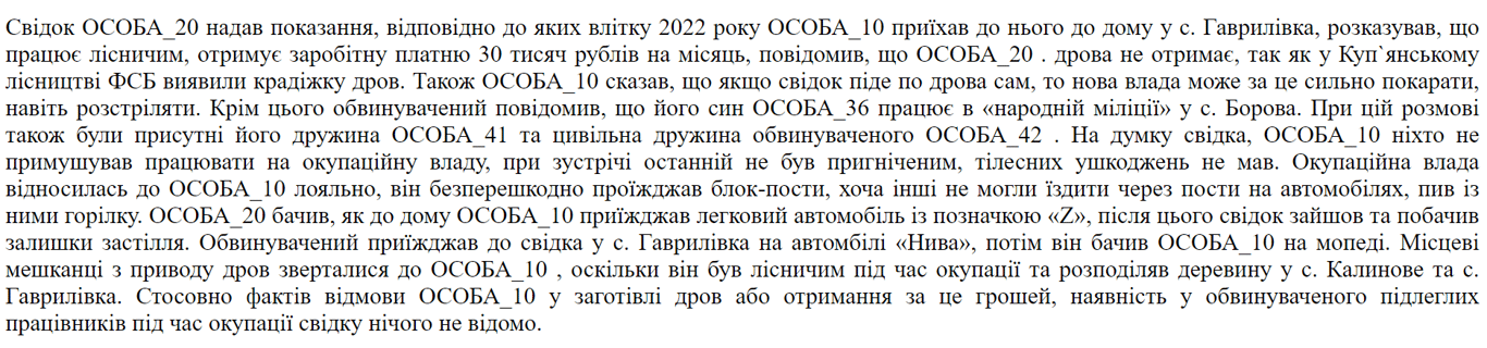 свидетельские показания