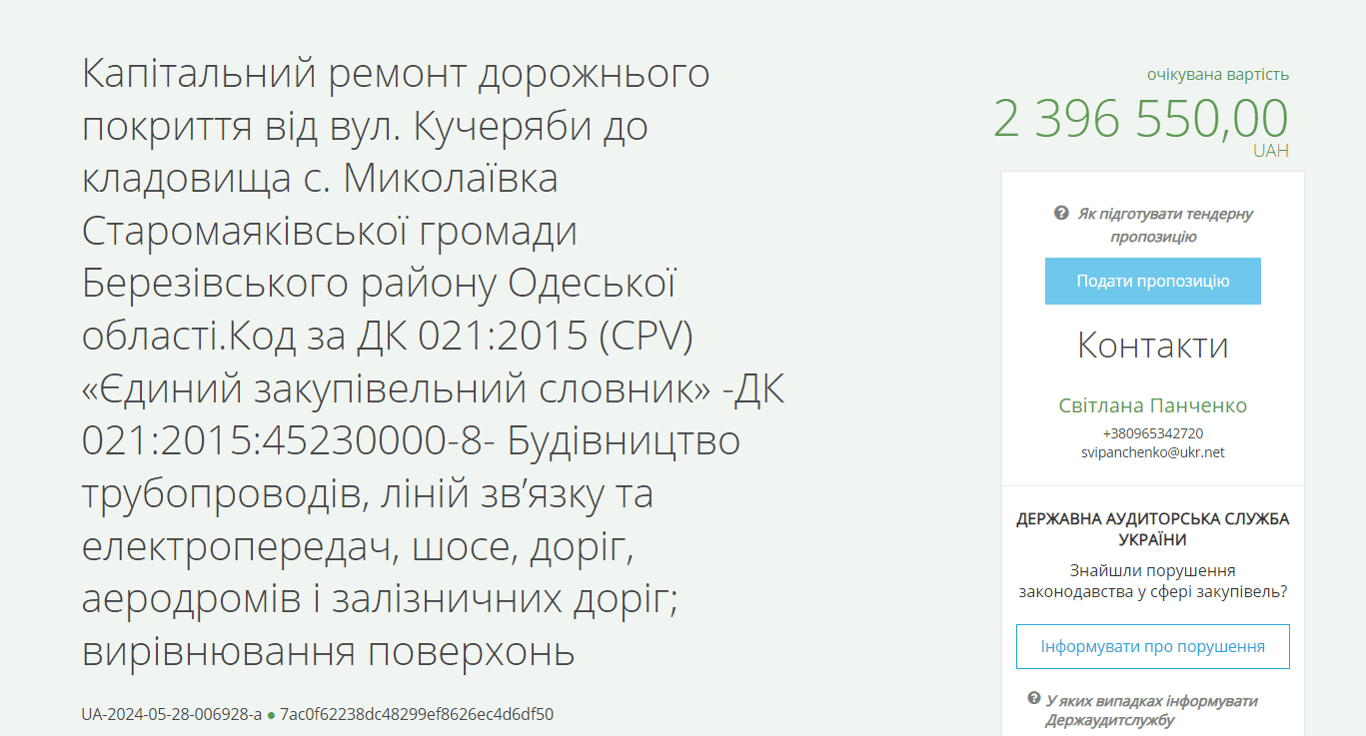 Ремонт доріг в селі на Одещині за 2 мільйона