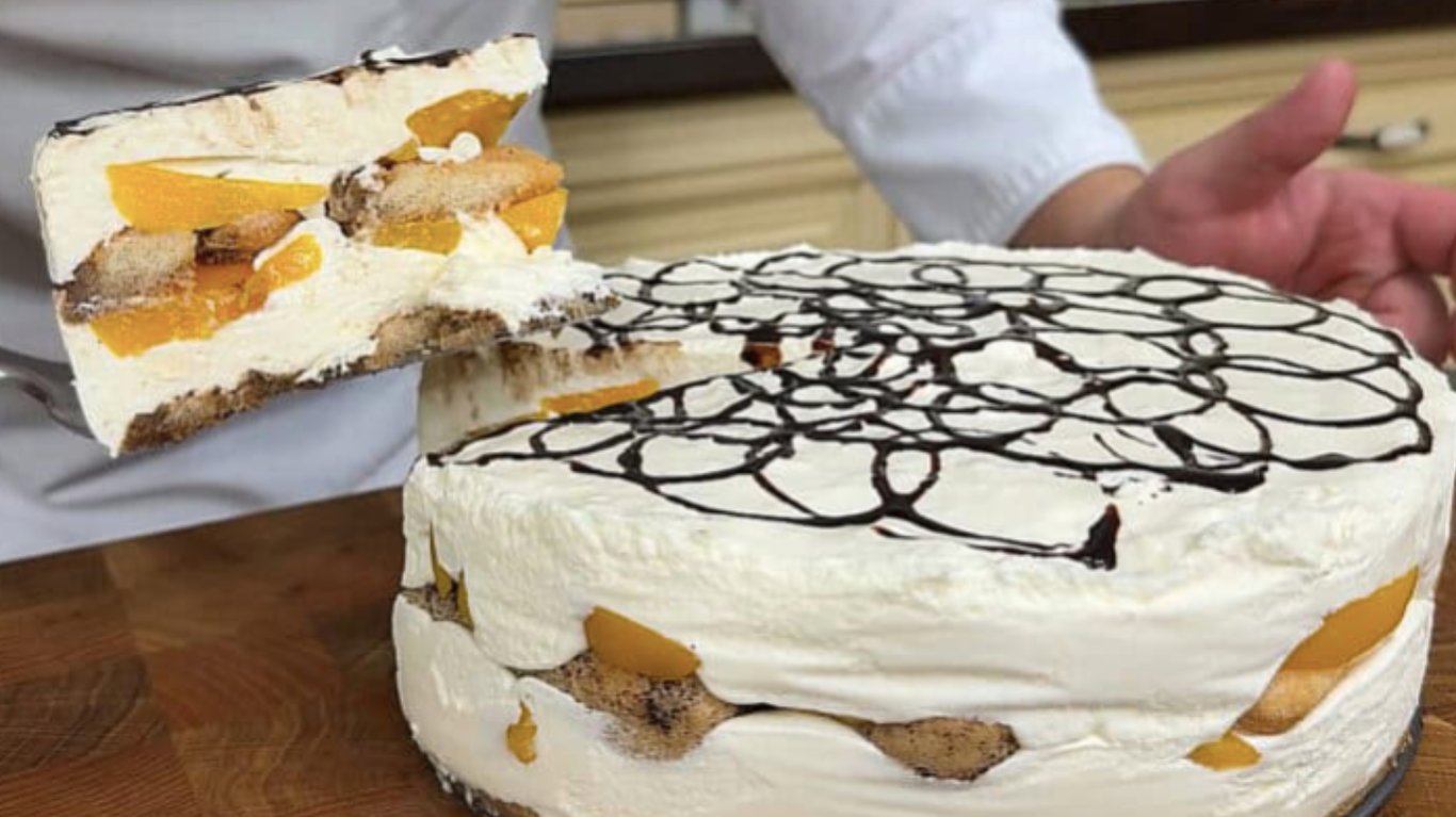 рецепт торта з персиками без випічки