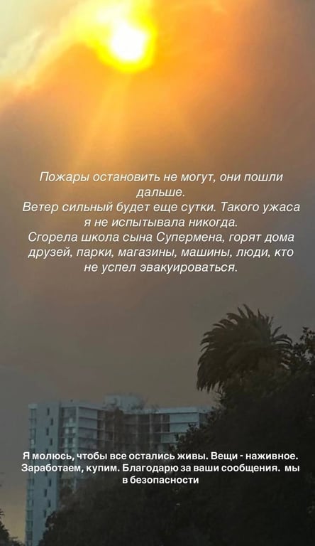 Шульгина рассказала о последствиях пожара в Лос-Анджелесе