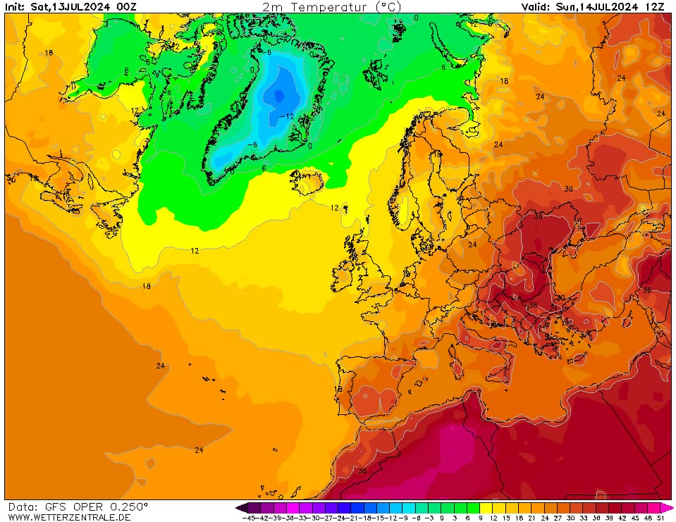 Карта температурних показників на найближчі дні
