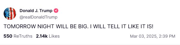 Трамп анонсував важливий вечір