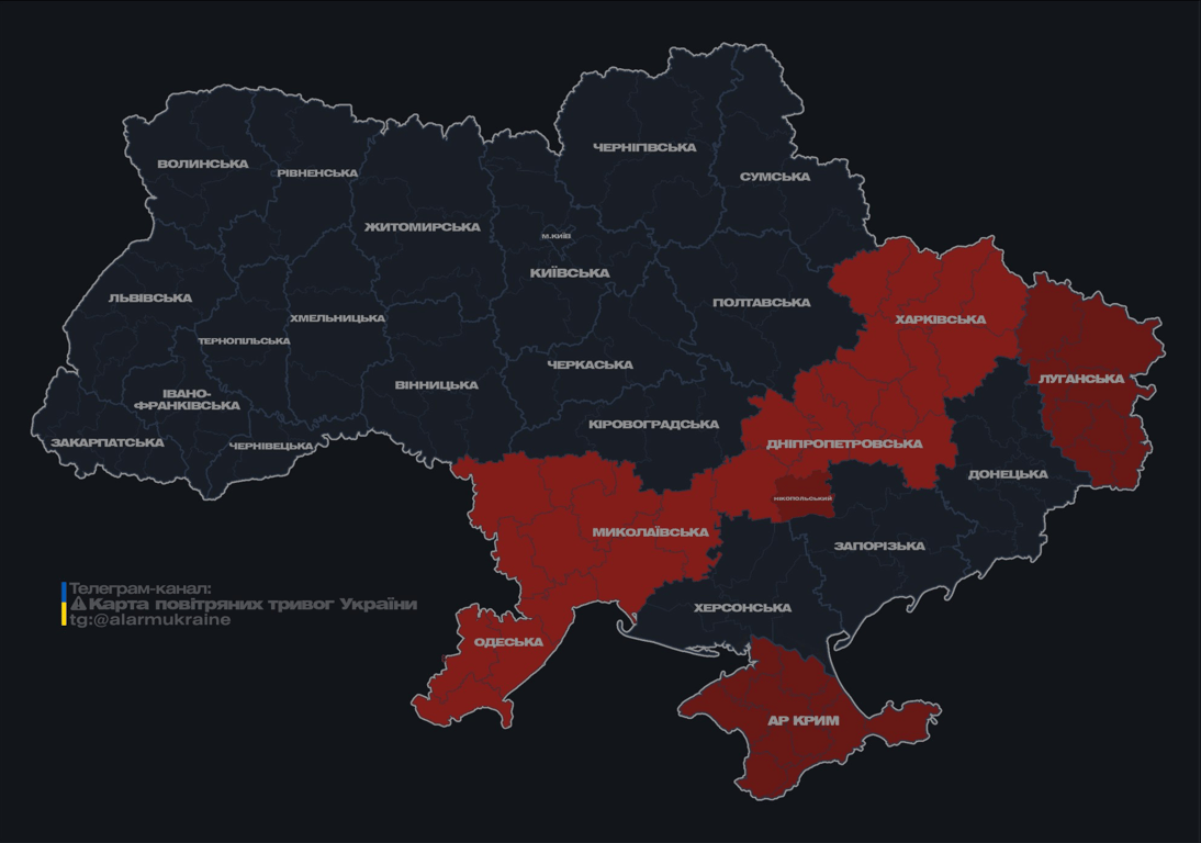 Воздушная тревога ночью 9 октября