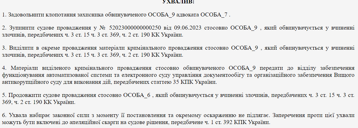Ухвала ВАКС щодо справи Лонського