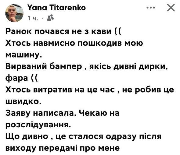 В Одесі пошкодили авто зоозахисниці Яни Тітаренко — подробиці - фото 1