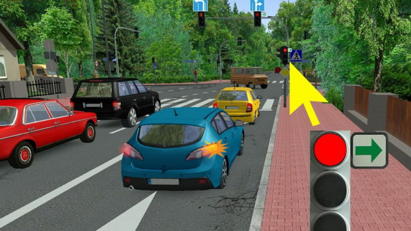 Тест по ПДД: должен ли водитель поворачивать направо, чтобы пропустить авто сзади