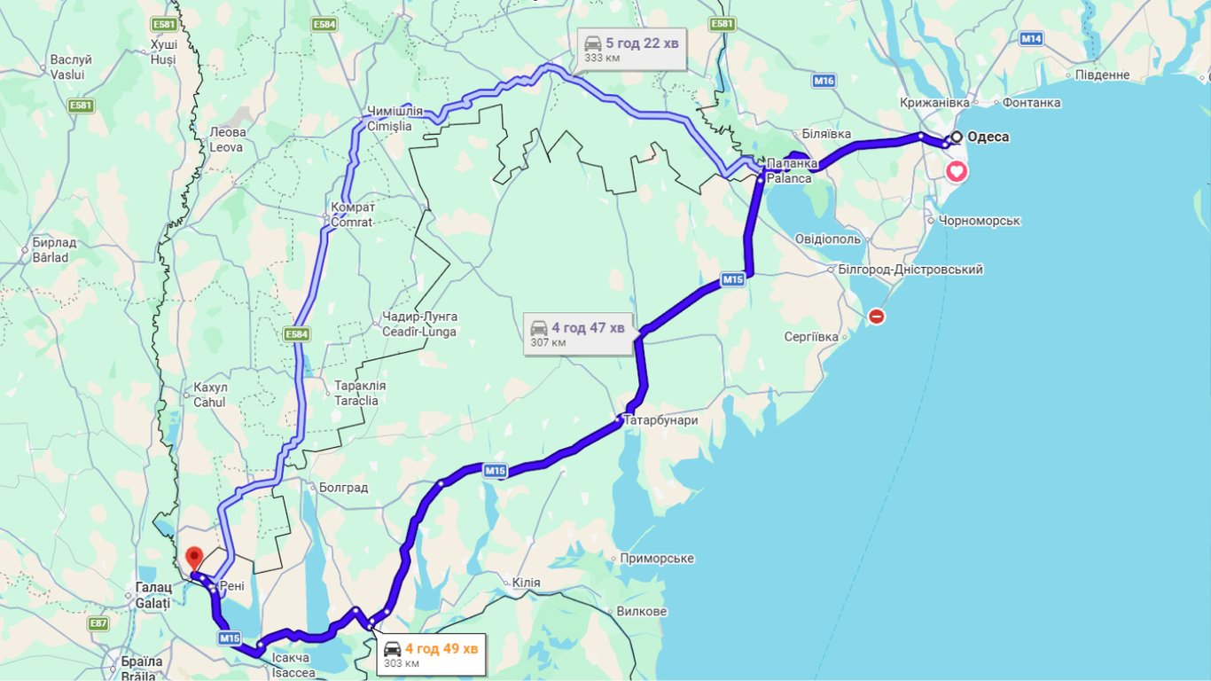 Затори на трасі Одеса-Рені