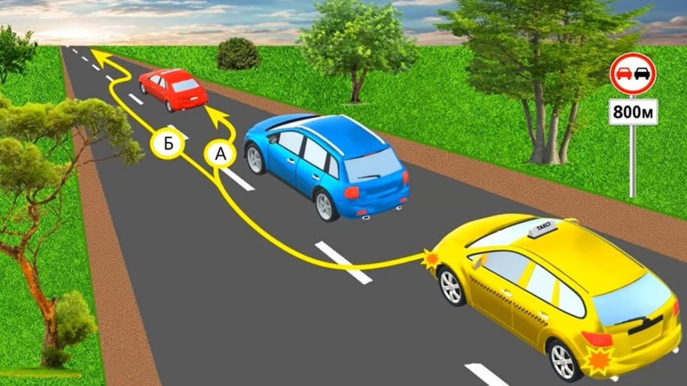 Тест з ПДР: за якою траєкторією можна обігнати авто?