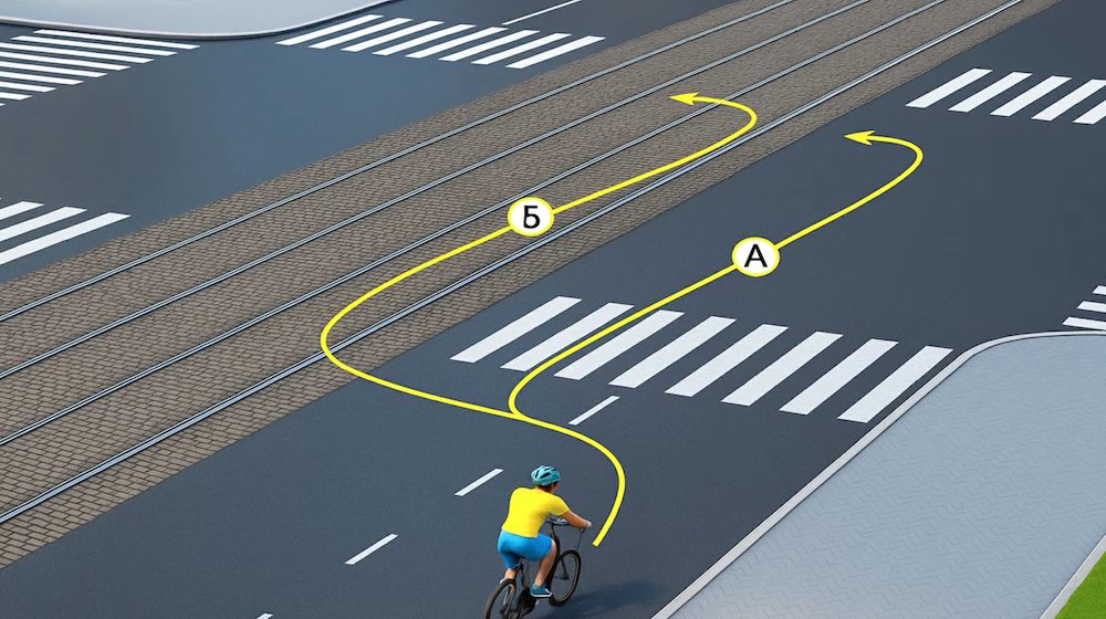 Тест з ПДР: яка траєкторія повороту дозволена велосипедисту?
