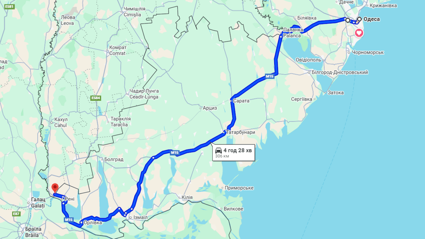 Затори на трасі Одеса-Рені до "Рені"