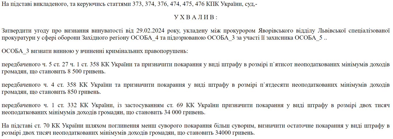 фрагмент рішення суду