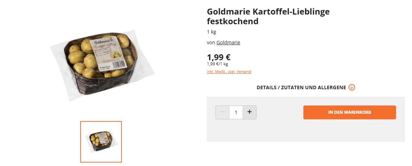 Ціни на картоплю у Німеччині