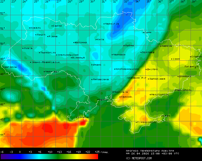 Прогноз погоди в Україні на 26 квітня