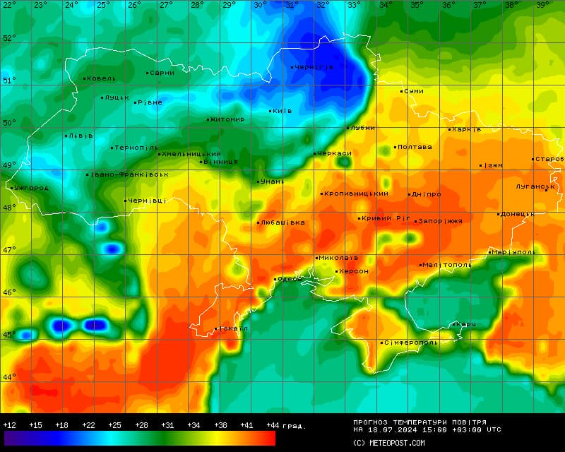 Температура повітря в Україні 18 липня