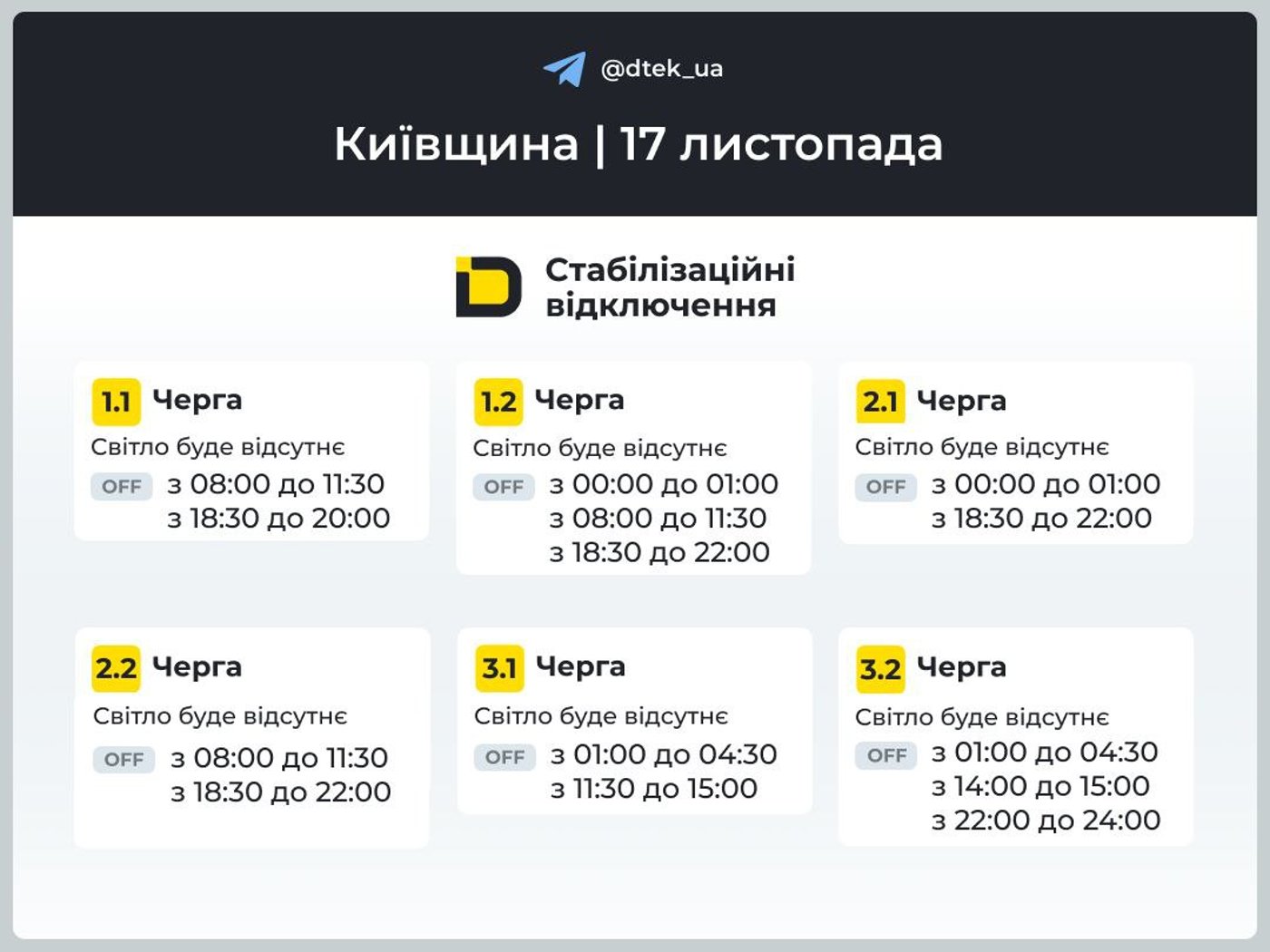 Графіки відключення світла