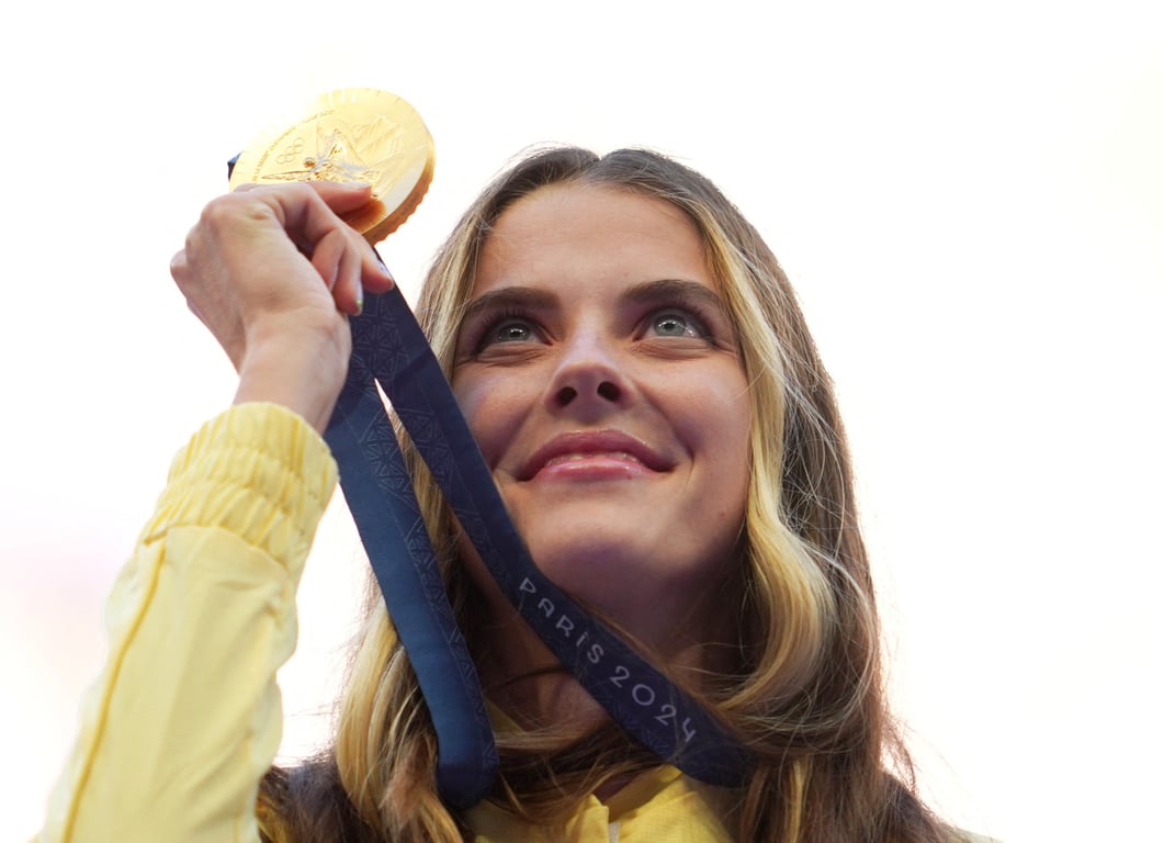 Награждение прыгунов в высоту на Олимпийских играх