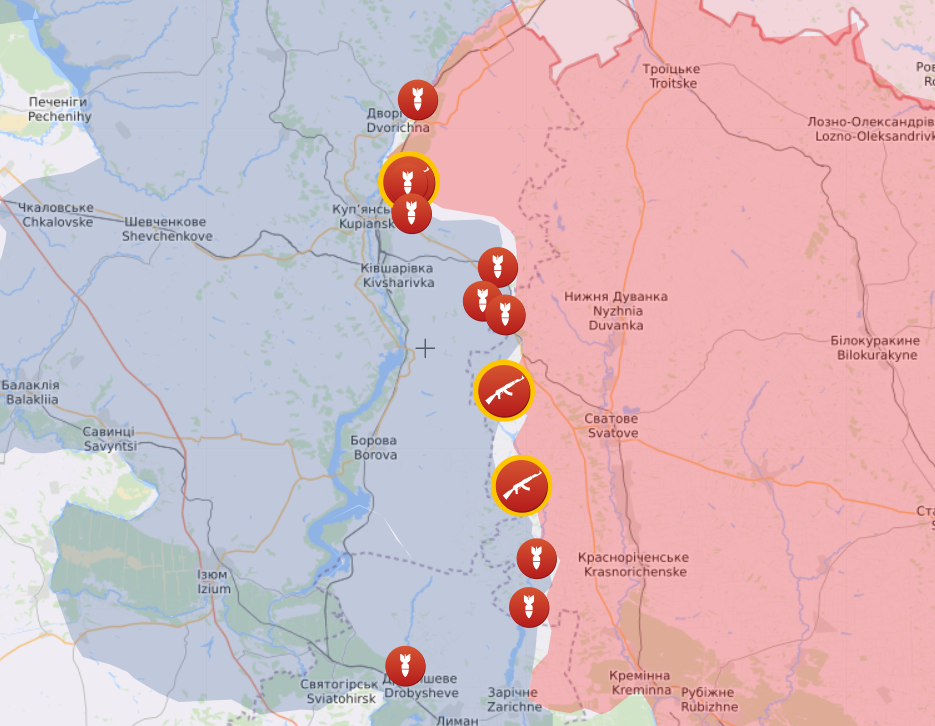 Карта бойових дій від Liveuamap. Фото: скриншот