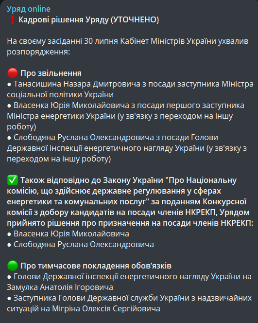 кадровые изменения в энергетических ведомствах