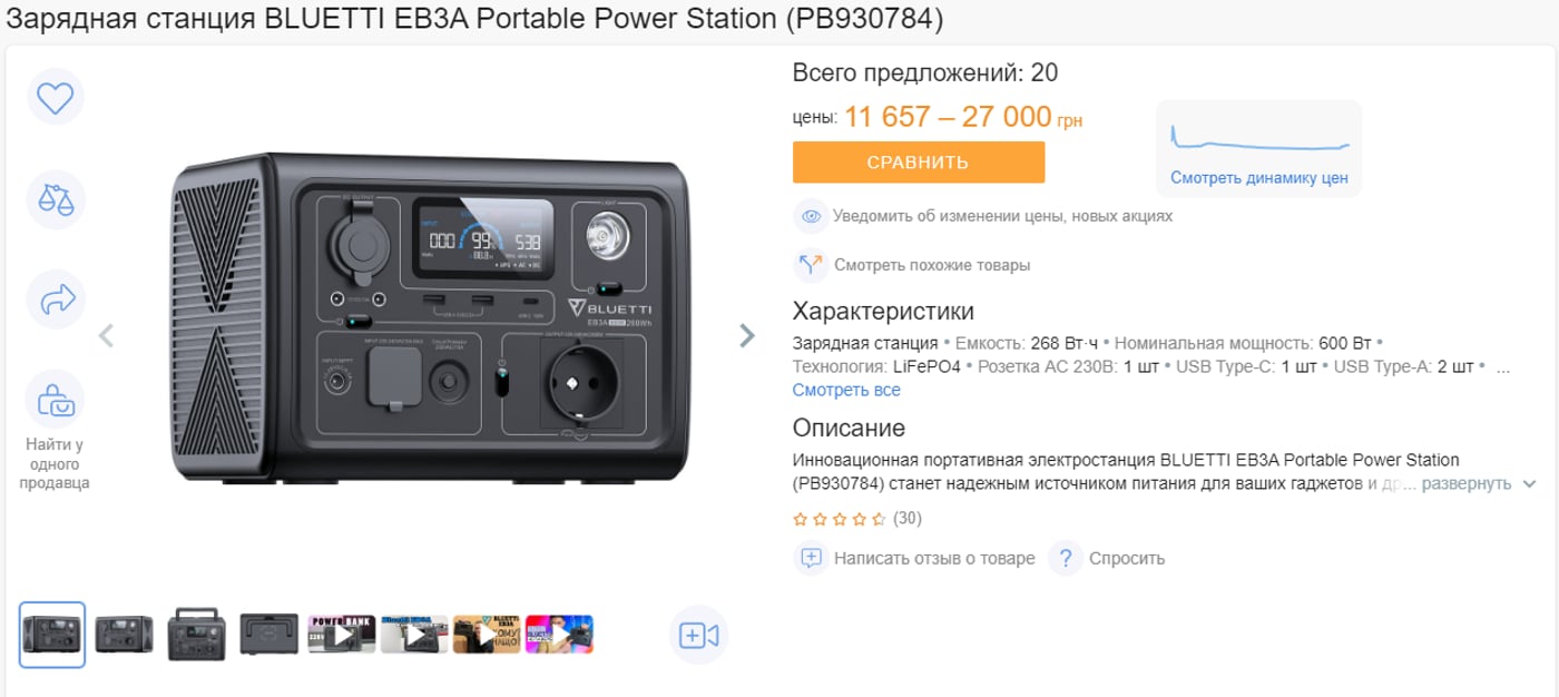 Зарядна станція BLUETTI EB3A