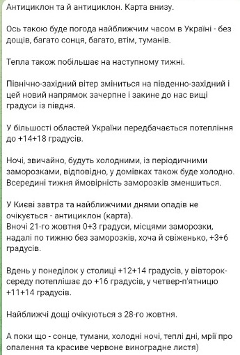 погода в Києві 21 жовтня