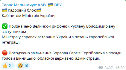 кадрові рішення Кабміну