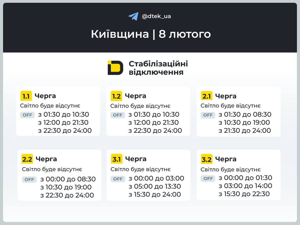 На Київщині діють графіки відключень світла