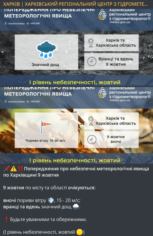 Погода в Харкові 9 жовтня